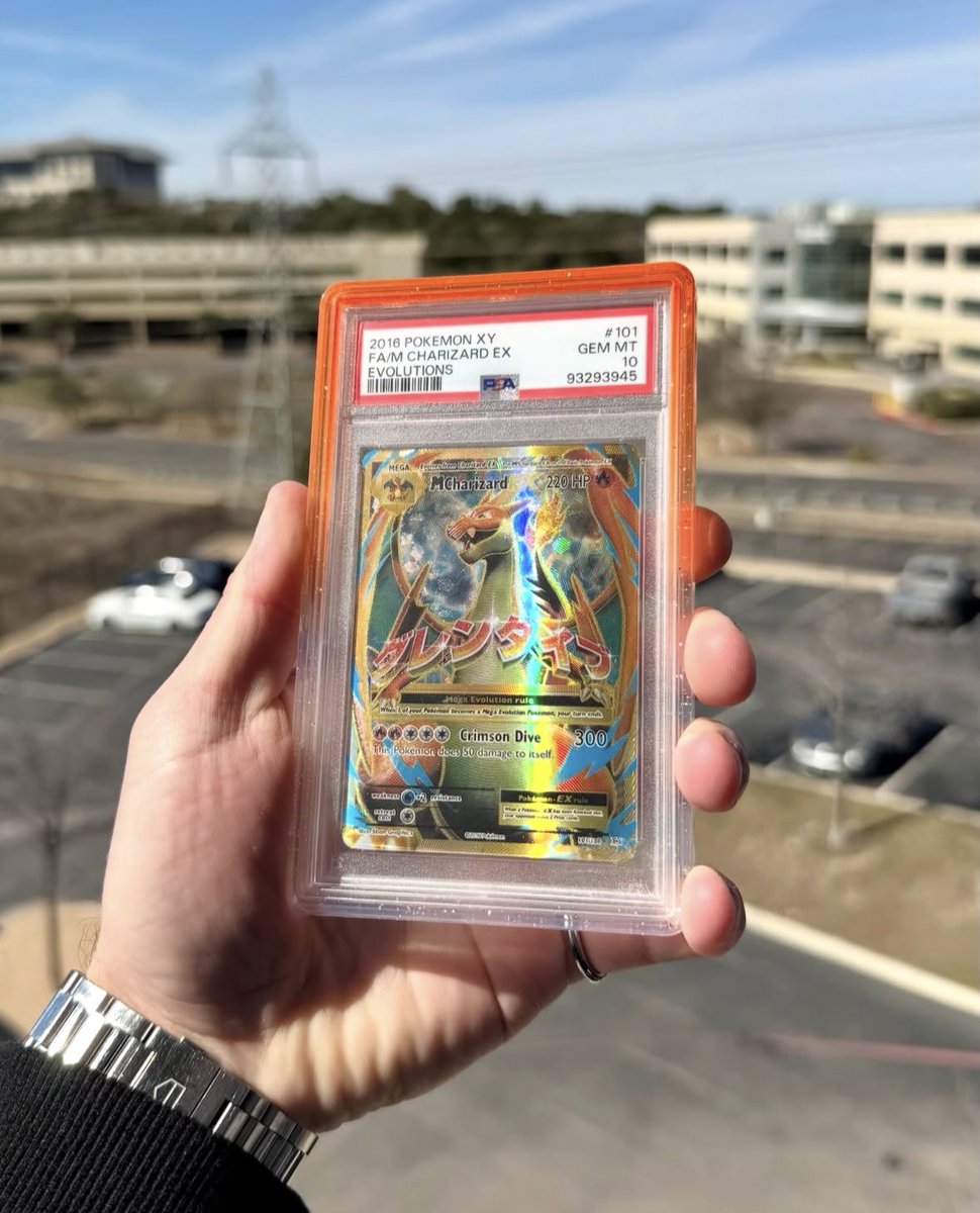 astro_degens's tweet photo. GIVING AWAY this PSA 10 GEM MINT M Charizard EX #101 🔥🐉

One of the most iconic Mega Charizard cards ever released.
Valued at over $5,700 USD. 💎

If this Charizard finds its way into the collection of someone who truly loves Pokémon, then it’s going to the right home.

Just follow, like, repost & reply with your favorite Charizard card for your chance to win.

Good luck, Trainers! 🍀