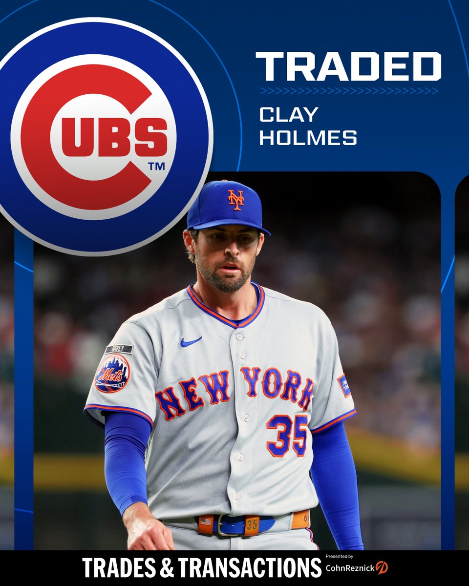 MLBNetwork's tweet photo. The Cubs and Mets are reportedly in agreement on a trade that will send Clay Holmes and Tyrone Taylor to Chicago and Jefferson Rojas (MLB's No. 63 prospect) to New York. https://t.co/OJ4LLGG9jl