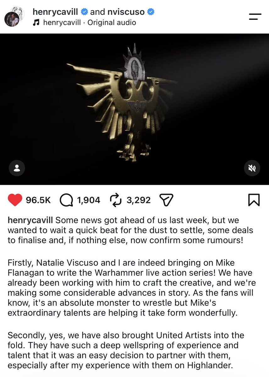 Huff4Congress's tweet photo. News from Insta and Henry Cavill:

WARHAMMER IS HAPPENING https://t.co/cg2xOTkeMb