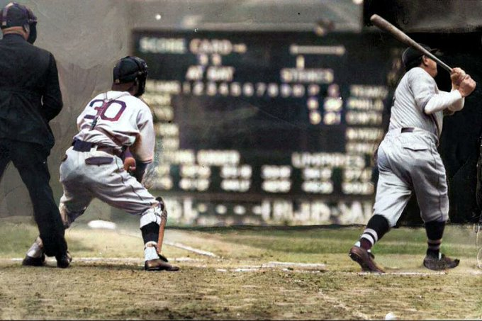 Jimfrombaseball's tweet photo. "Babe Ruth came up again in the ninth. I was mad.
I told my catcher, Tommy Padden, Babe Ruth was not good enough to hit my fastball.
I came through with  a fastball for strike one.
I missed with the second.
The next pitch I nodded to Tommy.
I was going to throw the ball past Mr. Ruth.
It was on the outside corner. 
That big joker hit it clear out of the park for his third home run of the game.
It was the longest homer I'd ever seen in baseball.
As he went around third, Babe Ruth gave me the hand sign meaning:
"To hell with you."
He was better than me.
He was the best that ever lived."
Pitcher Guy Bush, Pittsburgh Pirates. Forbes Field, 1935.
It was the longest homer I'd ever seen in baseball."
Pirates Guy Bush on giving up Ruth's last home run, over 600 feet.