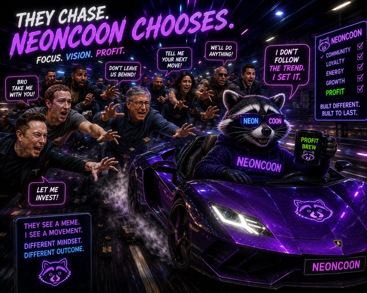 annabel100x's tweet photo. @cosmiccoon10304     The loudest crowd is usually the one chasing. We’re focused on building. 🦝⚡ #Neoncoon https://t.co/JLZuU1U2Ku