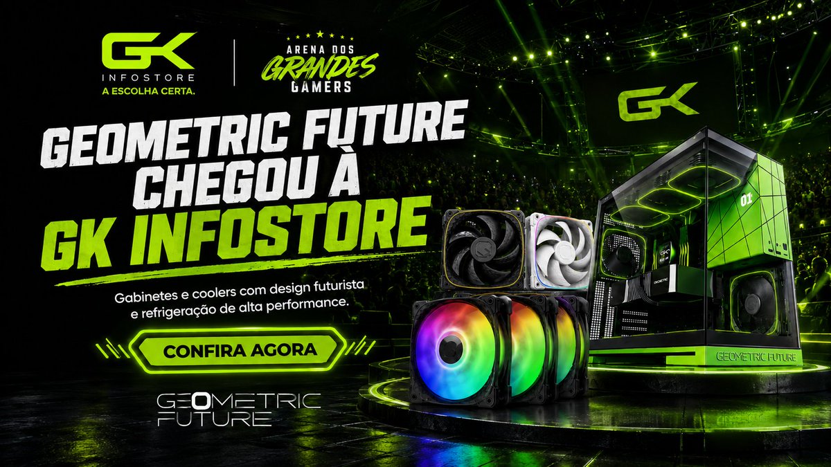 GKInfoStore's tweet photo. A Geometric Future chegou à GK Infostore. 💚
Gabinetes e coolers com design futurista, refrigeração eficiente e presença de sobra para grandes setups.
Confira agora na GK Infostore.
#GeometricFuture #GKInfostore #PCGamer https://t.co/cSQyT3UWr8
