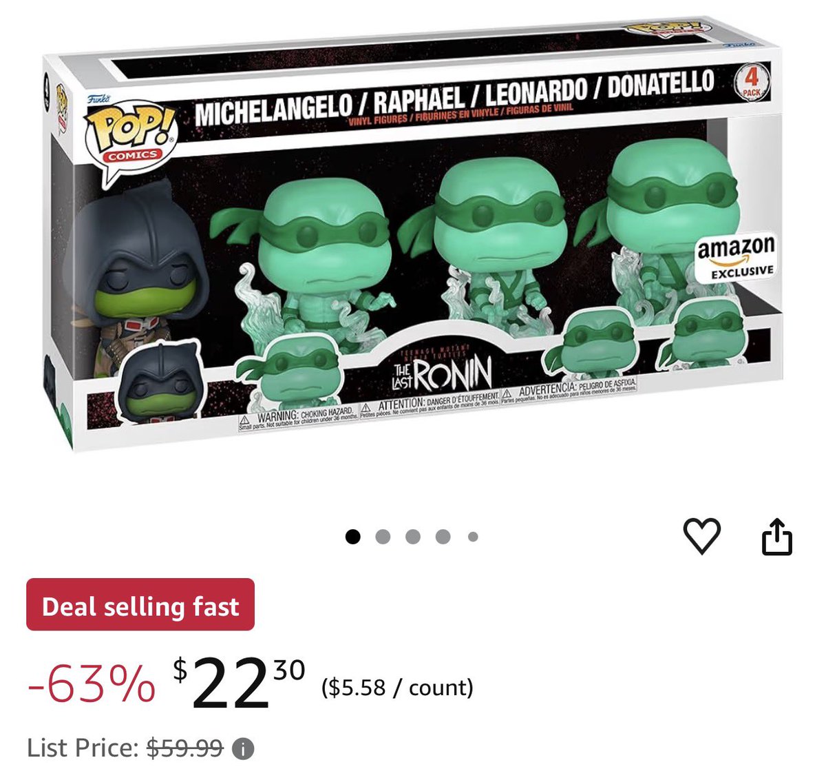 DisTrackers's tweet photo. Deal 🚨- Amazon exclusive TMNT The Last Ronin Pop 4-pack is $22.30, 63% off!
.
https://t.co/POuvhn28KF
.
#Ad #TMNT #TheLastRonin #Funko #FunkoPop https://t.co/sCl5iBg5cV