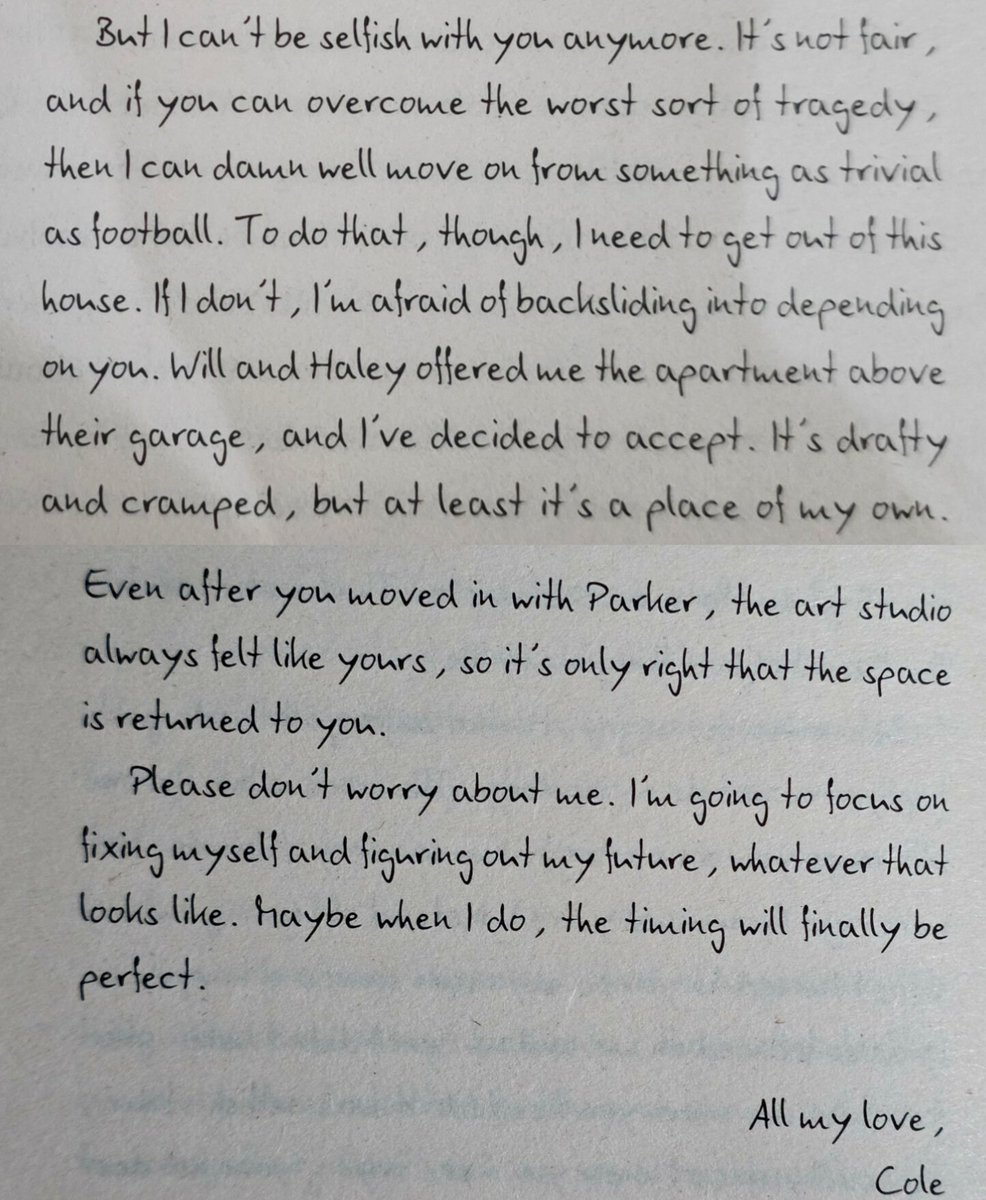 jackiecolearch's tweet photo. And If .... 
For those who read Book 2, what if this scene is actually the final episode? Cole moves away and leaves the letter for Jackie. Only to come back in season 4 where they finally end up together for good! 🥹🫶 #MLWTWB https://t.co/dTkHV0EQxH