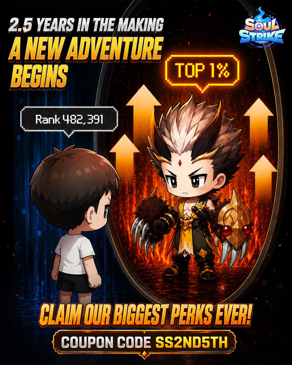 SoulStrike_EN's tweet photo. Ready to unleash your inner Top 1%? 🔥
Use code SS2ND5TH for massive free rewards and power up instantly!
Claim your perks now before time runs out!
🎮 https://t.co/5geq8uPBC2
#SoulStrike #Anniversary #CouponCode #RPG #GamingCommunity https://t.co/OcxfvHfQHj