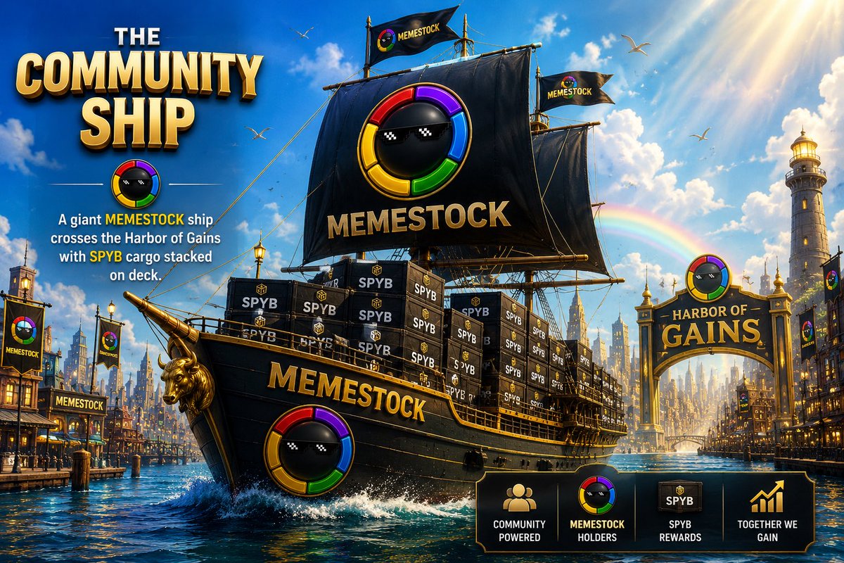 MEMESTOCK_bsc's tweet photo. The Community Ship has entered the Harbor of Gains. ⛵📦

Its sails are powered by the MEMESTOCK community, and every crate on deck carries SPYB rewards for the holders who keep the journey moving.

One ship.
One community.
One destination: greater rewards.

Hold $MEMESTOCK. Sail together. Gain together.