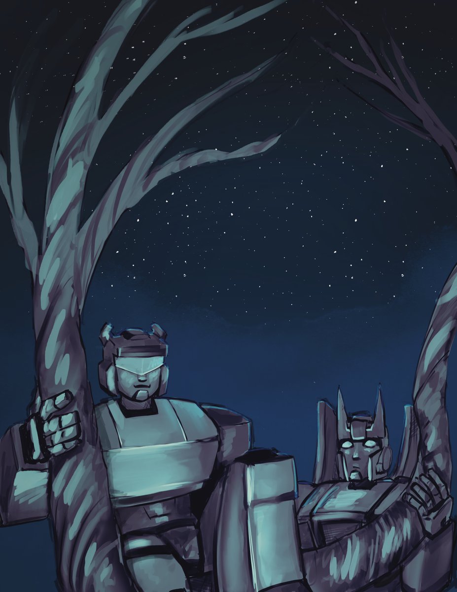 FoxTheRad's tweet photo. Jazz is looking out at the sky, Prowl is more focused on looking at Jazz #maccadam #transformers #jazzprowl #transformersjazz #transformersprowl https://t.co/YhURc71gO4
