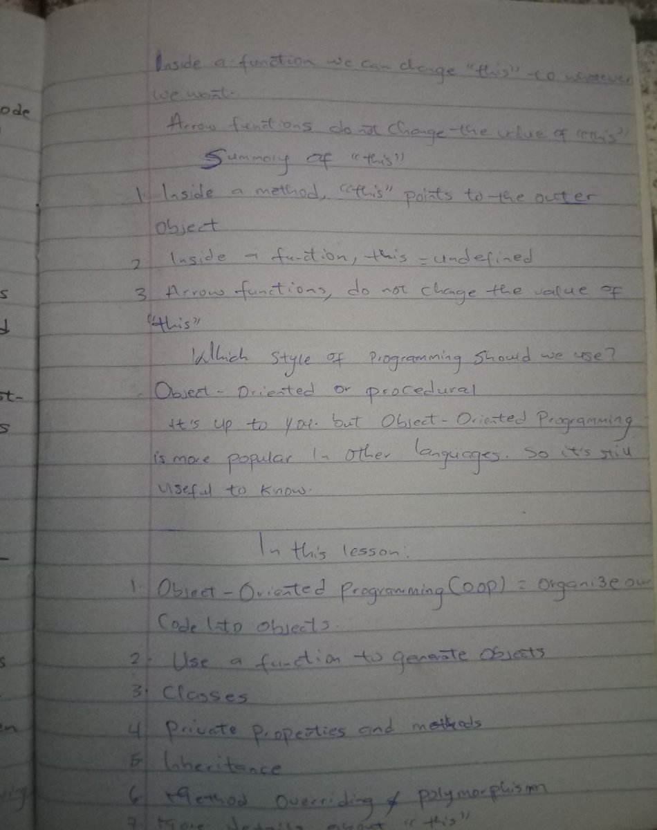 Itsdanagain2's tweet photo. 🚀 Day 17 — My Journey to Becoming a Frontend Software Developer

Another day of learning, another big step forward in my JavaScript journey. Today's lesson introduced me to one of the most powerful programming concepts: Object-Oriented Programming (OOP).

OOP helps us organize our code into reusable objects, making applications easier to build, maintain, and scale as they grow.

📚 What I Learned Today

🔹 1. Object-Oriented Programming (OOP)

I learned that Object-Oriented Programming is a way of organizing code into objects. Instead of writing the same code repeatedly, we can create objects that contain both data (properties) and actions (methods).

This makes code cleaner, more reusable, and easier to manage.

🔹 2. Using Functions to Generate Objects

Before learning classes, I learned that functions can also be used to generate multiple objects with similar properties and methods.

This helps avoid rewriting the same object structure over and over again.

🔹 3. Classes

I learned how to create classes, which act as blueprints for creating objects.

Using classes allows us to create many objects with the same structure while giving each object its own unique data.

I also learned about constructors and how they automatically initialize an object's properties when it's created.

🔹 4. Private Properties and Methods

I learned that not every property or method should be accessible from outside a class.

Private properties and methods help protect important data by allowing only the class itself to access or modify them.

This makes programs more secure and easier to maintain.

🔹 5. Inheritance

I learned how one class can inherit properties and methods from another class.

Instead of rewriting existing code, a child class can reuse everything from a parent class and add its own extra features.

This reduces duplication and keeps code organized.

🔹 6. Method Overriding & Polymorphism

I learned that a child class can replace a method it inherits from its parent with its own version.

This is called method overriding and is part of polymorphism, allowing different objects to respond differently while using the same method name.

🔹 7. Understanding "this"

I gained a better understanding of the "this" keyword.

Inside a class, "this" refers to the current object that is using the class. It allows each object to access and update its own properties independently.

📝 Exercises Completed

To reinforce today's lesson, I completed all the Object-Oriented Programming exercises.

✅ Created a "Car" class with "brand" and "model" properties.

✅ Used a constructor to initialize car objects.

✅ Generated multiple car objects such as a Toyota Corolla and Tesla Model 3.

✅ Imported the class into another JavaScript file using ES Modules.

✅ Added a "displayInfo()" method to display each car's information.

✅ Added a "speed" property that starts at "0 km/h".

✅ Built "go()" and "brake()" methods to increase and decrease speed while keeping it between "0" and "200 km/h".

✅ Updated "displayInfo()" to show the car's current speed.

✅ Added an "isTrunkOpen" property to track whether the trunk is open or closed.

✅ Created "openTrunk()" and "closeTrunk()" methods with conditions to prevent opening the trunk while the car is moving.

✅ Prevented the car from moving whenever the trunk is open.

✅ Created a "Racecar" class that extends the "Car" class using inheritance.

✅ Added an "acceleration" property so race cars accelerate faster than normal cars.

✅ Increased the race car's maximum speed to "300 km/h".

✅ Overrode the trunk methods because race cars don't have trunks.

💡 What Stood Out Today

Today's lesson showed me how professional developers structure large applications.

Instead of writing long, repetitive code, OOP allows us to group related data and functionality together, making projects easier to understand, maintain, and expand.

Learning concepts like classes, inheritance, and polymorphism made me realize how JavaScript can be used to build much larger and more complex applications than I imagined.

Every lesson reminds me that becoming a great software developer isn't just about learning syntax—it's about understanding how to write clean, reusable, and scalable code.

I'm committed to staying consistent, practicing every day, and documenting this journey publicly. My goal is not just to learn JavaScript, but to become a skilled Frontend Software Developer capable of building modern web applications.

Day 17 ✅

The journey continues. 💻🔥

#BuildInPublic #JavaScript #FrontendDevelopment #SoftwareDeveloper #100DaysOfCode #CodingJourney #LearnInPublic #WebDevelopment #OOP
