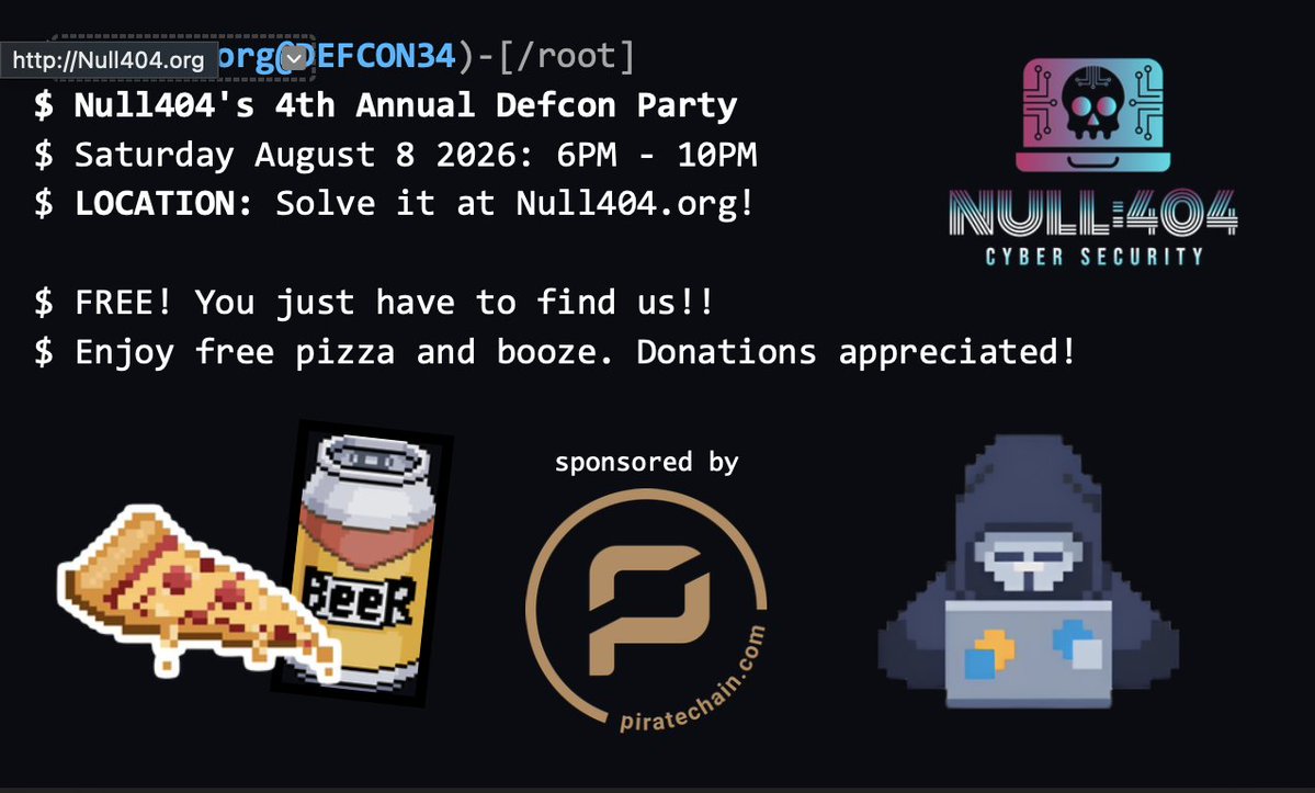 anarchy_dot_gov's tweet photo. $ARRR Pirate Chain is sponsoring the hottest after party at @defcon 2026!

No invite needed! That would be too easy. Can you solve the puzzle to reveal the location?

For those who can, I'll see you there! https://t.co/MX4OVaMJkM
