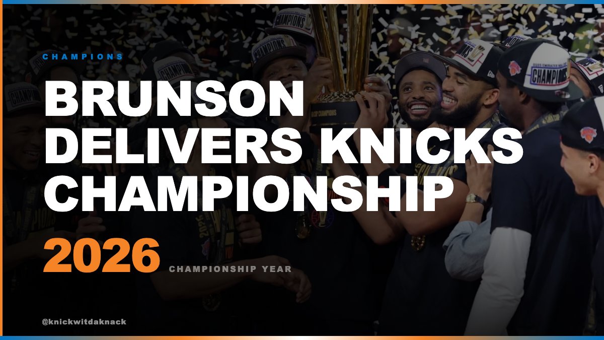 KnickWitDaKnack's tweet photo. Brunson wasn't lying when he said he was the savior - just too humble to admit it! Knicks champs baby!
#Knicks #NBAFinals #Champions #MSG #NewYork https://t.co/o73yoJY3Bl