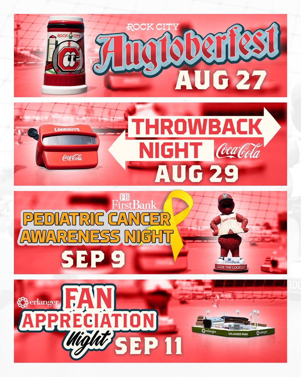 ChattLookouts's tweet photo. 🎁 Remaining giveaways of the season!

Save these dates and get here early. These giveaways are available to the first 1,000 fans through the gates while supplies last! 👀 https://t.co/EykHSGxOQL