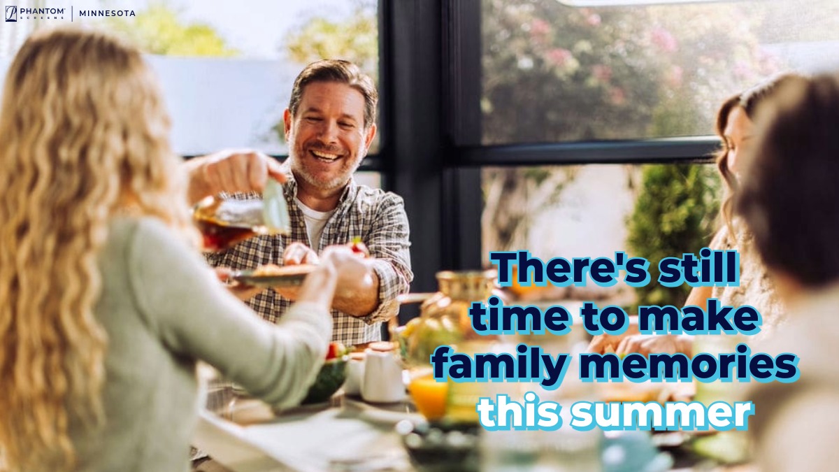 MNScreens's tweet photo. Before you know it, summer will be over. But, during Family Fun Month, there's still time to make a few more summer memories.

🏞️ Make some time for one more backyard barbecue, outdoor game or evening on the patio.

#minnesota #phantomscreens #outdoorliving #summer #familyfun https://t.co/drBBBM9mOH