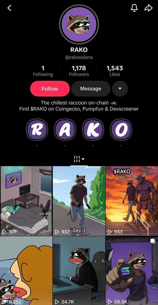 Kuro_Ryms's tweet photo. Everyone go follow $RAKO on our socials 

This is the main onboarding hub for us, daily content out on there 🦝 

“rakosolana” is our username on TikTok &amp; https://t.co/fAdFYoiIBZ