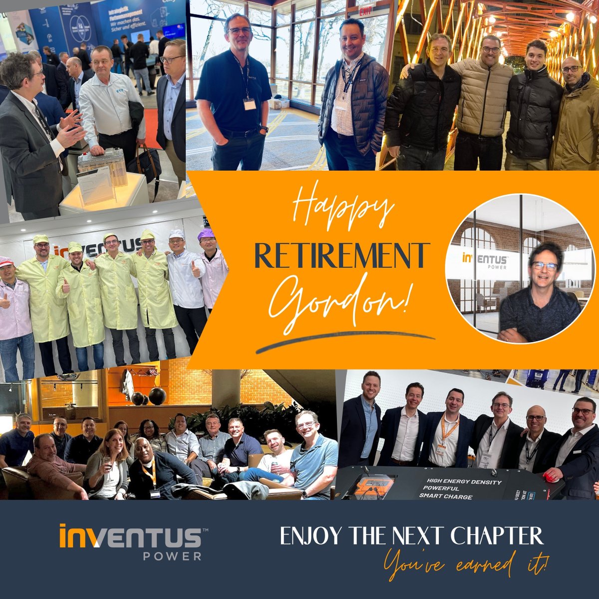 InventusPower's tweet photo. Last week, we celebrated Gordon Herdman’s retirement after 15+ years with Inventus Power. Since joining in 2010, Gordon has made a lasting impact through his dedication, collaboration, &amp; support. Thank you for your years of service — we wish you all the best in retirement! https://t.co/a9fph8kNJQ