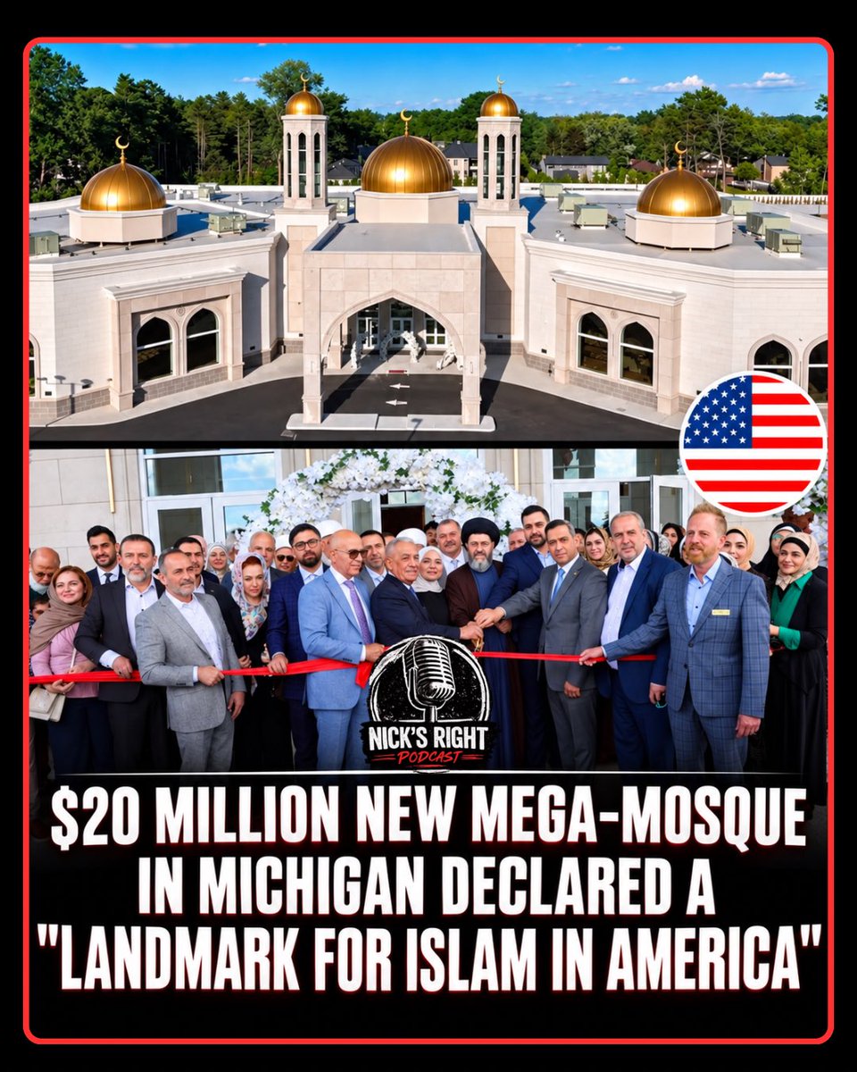 nicksrightpod's tweet photo. A $20 million mega-mosque just opened in Dearborn Heights, Michigan — complete with five golden domes, classrooms, a seminary, daycare, and parking for hundreds. Imam Sayed Hassan Al-Qazwini called it “a new landmark for Islam in America” and said its mission is to raise a new generation proud of their faith. 

Politicians and religious leaders, including Rep. Rashida Tlaib, showed up to celebrate.

1400 years of history tell the same story: when Islam plants these institutions in non-Muslim lands, the pattern that follows is not peaceful coexistence — it is parallel societies, political pressure, and eventual dominance. This isn’t diversity. It’s a warning.

Credit: @visegrad24 

Subscribe to our free newsletter - https://t.co/znyuqTzzzA

https://t.co/eYkrUAHALE

#breakingnews #news #foxnews #dearbornmichigan #JesusisLord