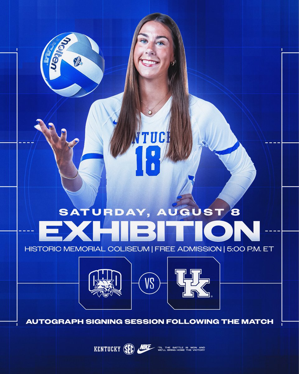KentuckyVB's tweet photo. Hitting the court THIS SATURDAY for an exhibition match👏👏

#BBN, stick around afterward for autograph signing✍️ 

#WeAreUK x #BBN https://t.co/2ePpezaha6