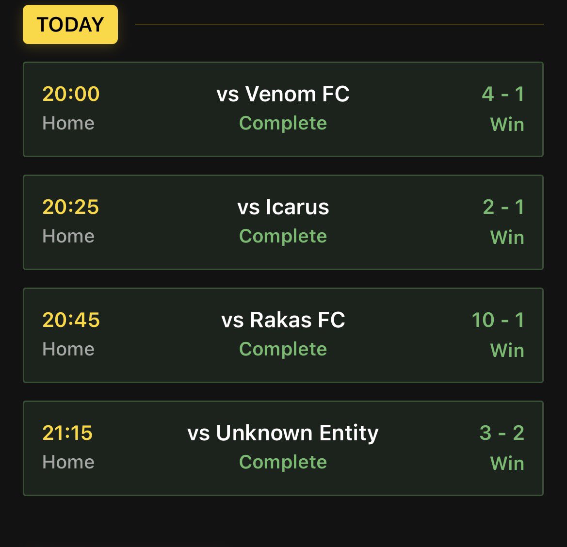 OnTheCounterVPG's tweet photo. The first day of the season results us sitting top of both leagues! Couldn’t have asked for anything more from the boys, 4 games 4 wins. Up the OTC🏆 https://t.co/RwYrntyLiz