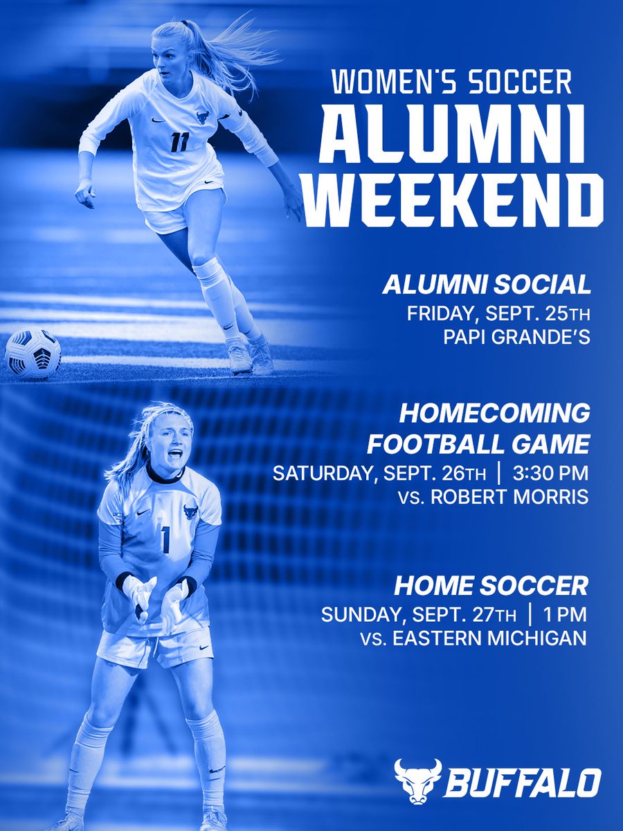 UBuffaloWSOC's tweet photo. 𝗦𝗮𝘃𝗲 𝗧𝗵𝗲 𝗗𝗮𝘁𝗲 🗓️ 

Calling all Alumni! RSVP at the link below and we will see you next month 🤘 

🔗 https://t.co/mGEatESSKB

#UBhornsUP | #WeAreOne | #CARE https://t.co/bZ6R6FcEyJ