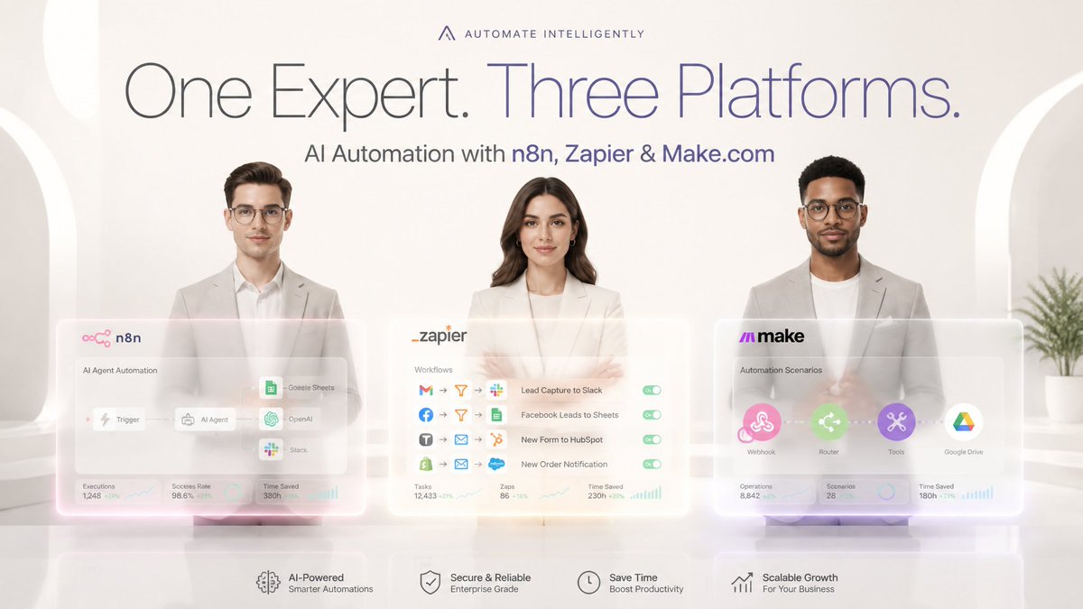 ProgressOne10's tweet photo. 🤖 Your AI Automation Expert with n8n, Zapier &amp; https://t.co/u09f1peCwc! 

Professional automation setups using n8n, Zapier, and https://t.co/u09f1peCwc that connect your tools and eliminate manual work. 

https://t.co/fnnEzWPNNP 

#n8n #Zapier #MakeCom #AIAutomation https://t.co/iw3xMJF8i9