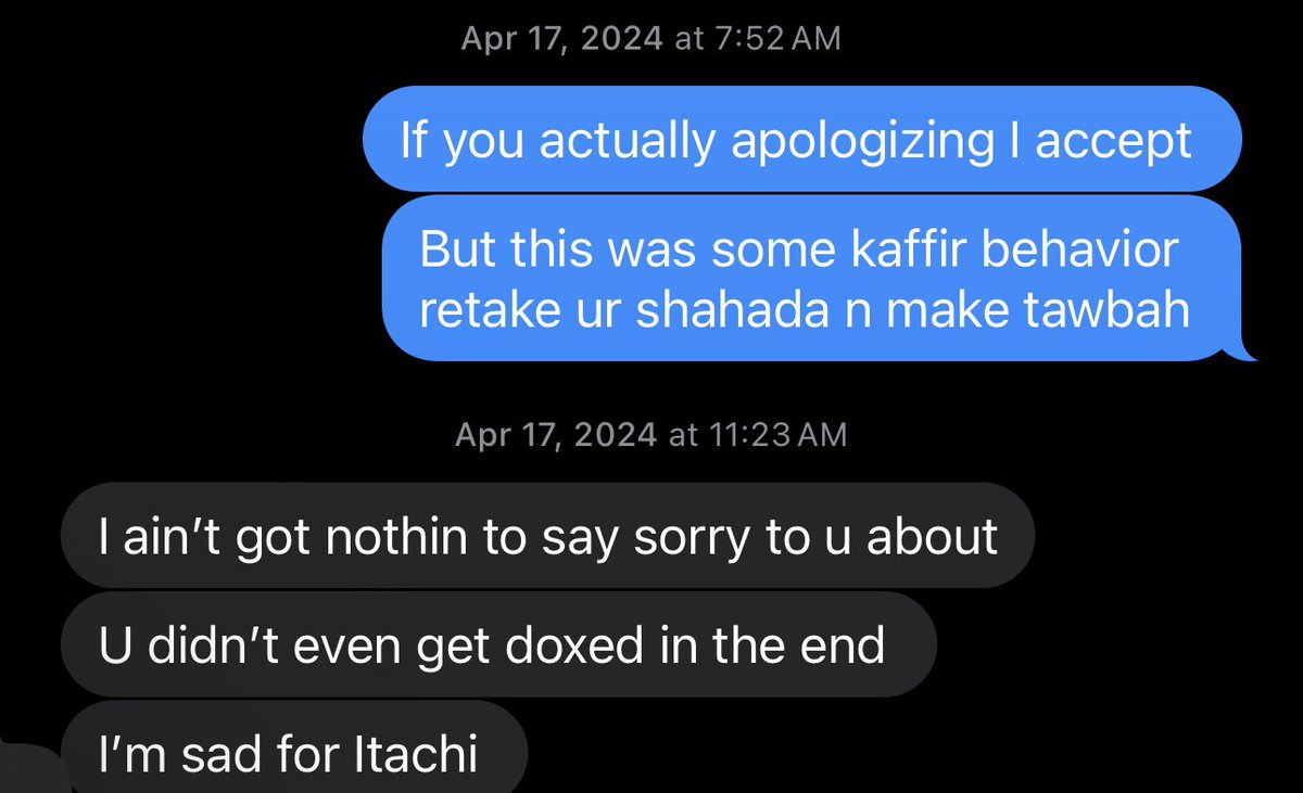 akhi__ex's tweet photo. Message from Akhi ex (a nobody) 

I am free from all this, the innocent bystander I am but I must speak out.

For the last few years I’ve highlighted to the wider community of Muslims in the Dawah scene about this fake “manager” failed rapper absolute grifter maleek the Muslim Sam shamoun DOXXER that he is. 

Below is evidence of this how he absolutely ruined itachis life when he doxxed her entire house, dads job and university to the point she ran off the app for a whole year… yes the itachi he currently “manages” …. Square that circle out lol

Also, along with hurting tens of other Muslims by either revealing private photos to as much as doxxing their names and houses 

The first to ever doxx me n my family, my sisters was YOU maleek and no one else. All because I didn’t slide with you against Itachi when y’all beefed. 

Maleek you are only known for insulting mothers betraying close friends as we see your whole circle fall apart in real time. 

As an ummah let us see the wicked out of the Dawah scene and the clout he promises is a mirage of the dunya. Any one associated will attest to the fact that he only promises dunya and lies and true Dawah is free from that. 

As far as my past with Libyano me and him rectified our affairs and grew out of the pettiness of trolling side of tik tok and I pray Allah elevates him in the Dawah scene as he is grown to be a mature and qualified individual in this field unlike you the promiser of dunya and lies. Now that Libyano clocked him n exposed him- in his only scapegoat. Stop bro🤣🤣 face your reality no one wants you around them but your sad victims maleek… who only fear you for blackmail 

May Allah deal with this individual the doxxer that he is and I’m glad greater daees have noticed who he is (a cancer to the Dawah) and let’s unite on never getting near the disease that he is. 280k$ to IP and 100k to David on his head. What benefit other than filling the pockets of Islamophobes??? Giving them clips? Gtfoh