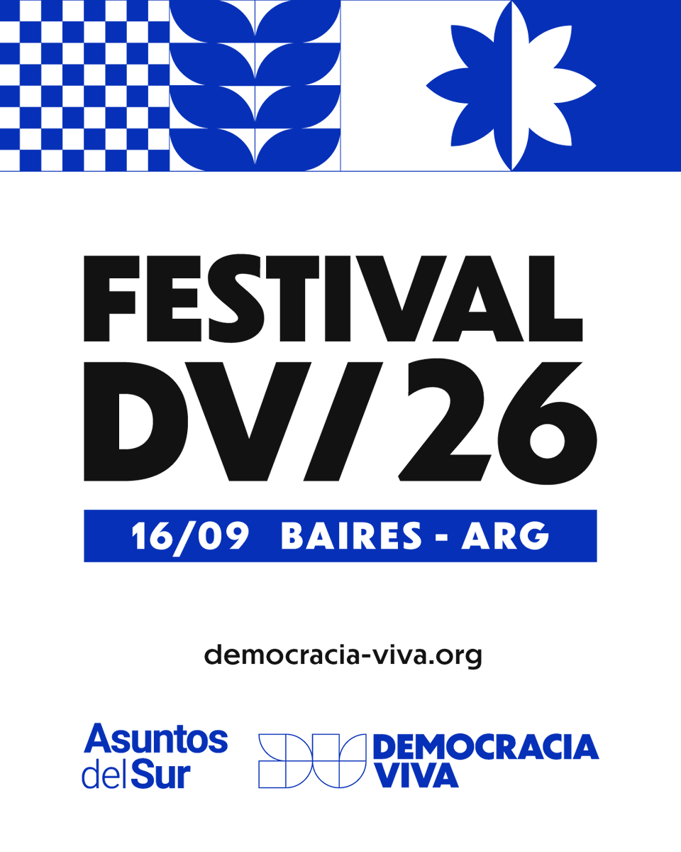 AsuntosDelSur's tweet photo. ¡El 16/9 llega el Festival DV 2026! 🌎

La décima edición de Democracia Viva.

📢 Una iniciativa para seguir construyendo y celebrando la democracia con talleres, charlas, exposiciones de arte y debates.

https://t.co/LGaOAi6hi6 https://t.co/RxEQ6tkjLr