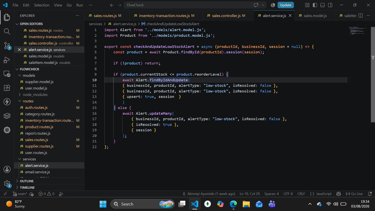 SheIsAccess's tweet photo. 𝐃𝐚𝐲 𝟑𝟐 🚀

Today was all about testing the Sales module in my FlowCheck Inventory Management System.

I encountered a couple of issues along the way, but each one helped me understand my codebase better. https://t.co/JbHSdPjvOW