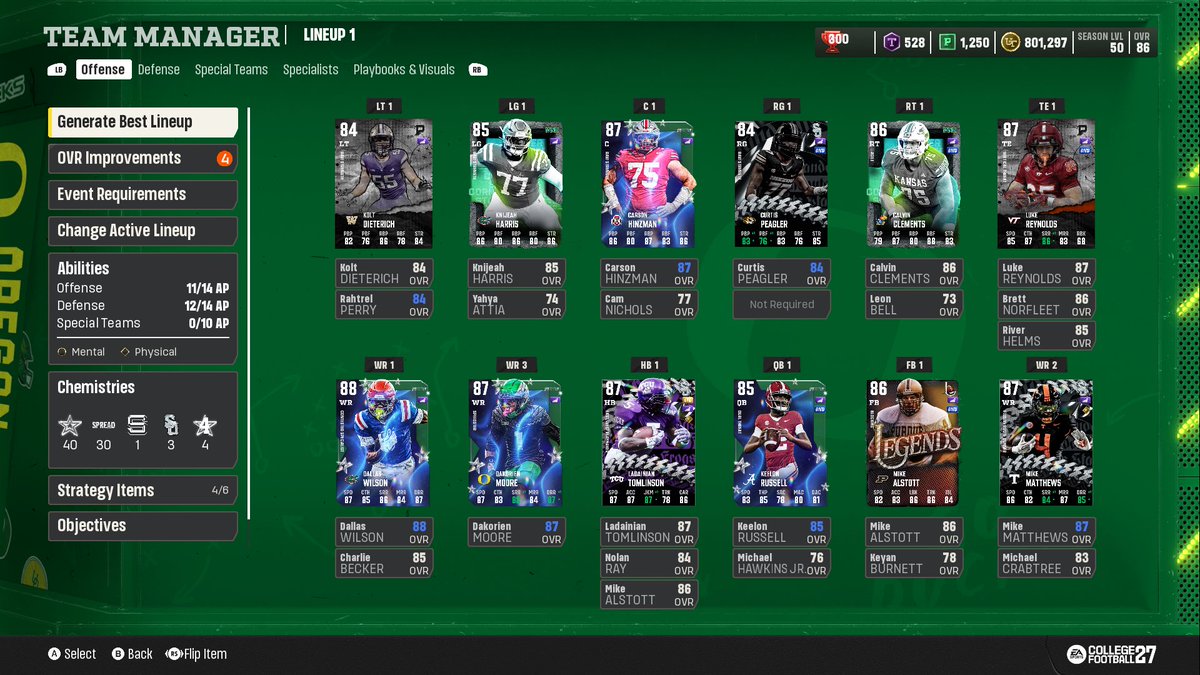 NextPlayStizz's tweet photo. What do yall think of my CUT team so far?? #cfb #gaming https://t.co/9h5HlbJXub