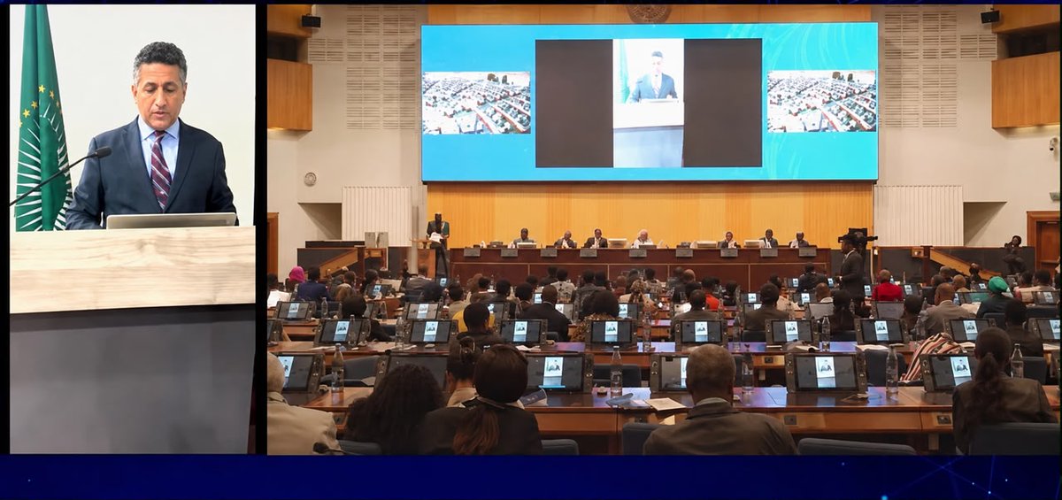 AUC_CIDO's tweet photo. Amb. Amr Aljowaily Director of the @AUC_CIDO  of the @_AfricanUnion  Union Commission delivered a video message on behalf of H.E. @ymahmoudali , Chairperson of the African Union Commission, during the Opening Session of the @WorldPublicSummit Africa. https://t.co/j8NKfEswys