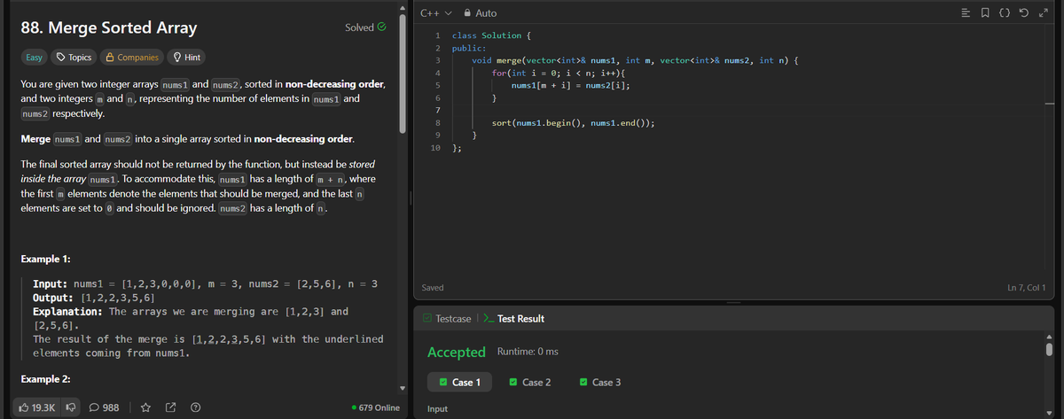 Garjanveer's tweet photo. I was really tired today, so I only solved this easy problem
Prob : #602
#CodeDaily 10.
Leetcode :
88. Merge Sorted Array
@Deepanshu_212
@nishtha_sharma1
@Garjanveer https://t.co/lXUrG8xeZC