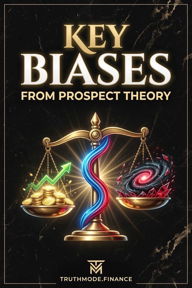 Magicltdpr's tweet photo. Key Biases from Prospect Theory

Prospect Theory helps explain several systematic biases in decision-making:
Endowment Effect
We value things more highly simply because we own them.
Example: demanding more money to sell something than we would pay to buy it.

Certainty Effect
We overweight outcomes that feel certain compared to those that are only probable.
Example: preferring a sure £900 over a 90% chance of £1,000.

Framing Effect
The way a choice is presented changes the decision, even when the numbers are the same.
Example: reacting differently to “90% fat-free” vs “contains 10% fat”.

Disposition Effect
The tendency to sell winners too early and hold losers too long.
Example: locking in a 20% gain quickly while holding a 20% loss in hope of recovery.

All of these biases stem from the same core mechanism:
we evaluate outcomes relative to a reference point, and losses weigh more heavily than gains.