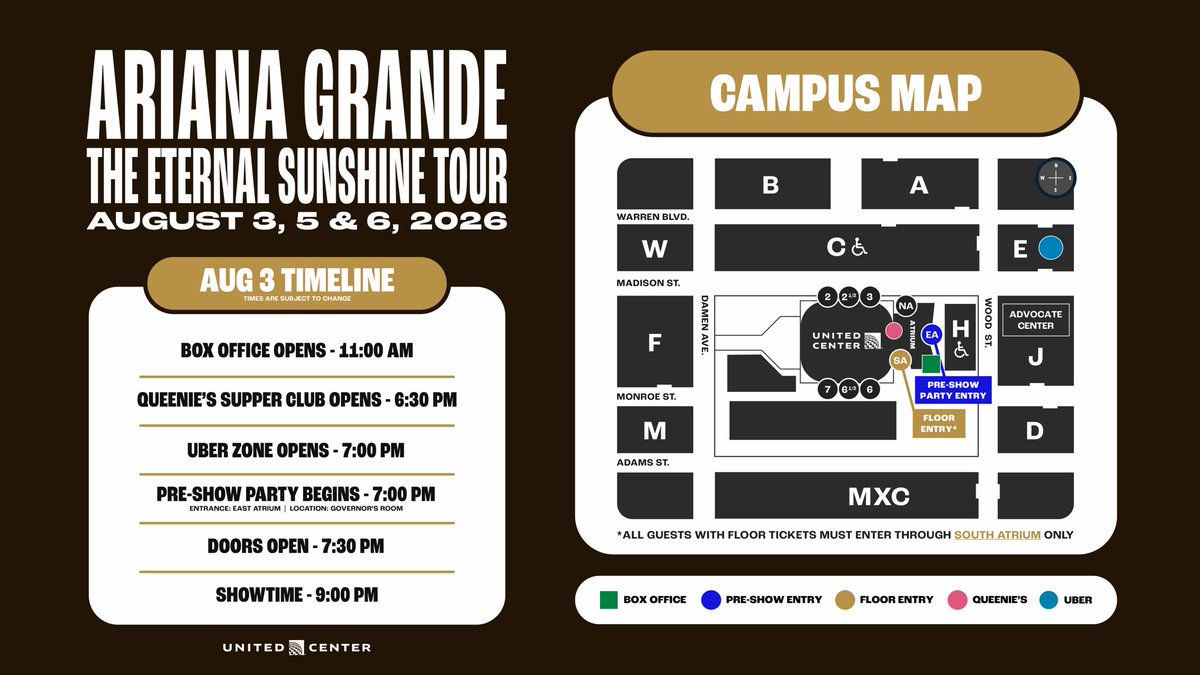 UnitedCenter's tweet photo. The time has come, Chicago! 🤩

Here’s what you need to know before Ariana Grande’s shows 🧵 https://t.co/AcjUXFXTg1