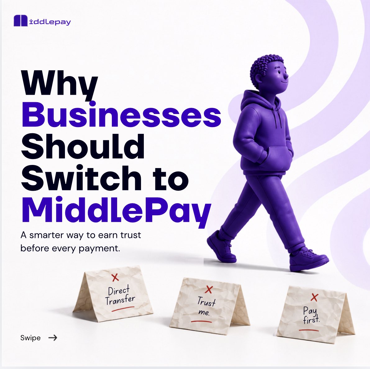 joinmiddlepay's tweet photo. Trust isn't just good for customers—it's good for business.

With MiddlePay, your customers can pay with confidence, and you can sell with confidence.

Launching Soon. 
Join the waitlist: https://t.co/20GupLBgVT
#MiddlePay #Escrow #Business #SMEs #Fintech

🧵 https://t.co/XejdWGyTDE