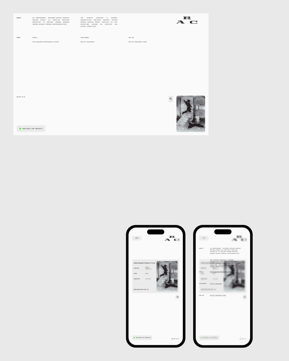 jordanrchive's tweet photo. 1 page - 1 widget 

No scroll, no navigation.   

Designed to be as efficient &amp; simple as a digital portfolio for a startup studio could be while maintaining an elevated utilitarian aesthetic.

Design: @jordanrchive
Development: @khushfyi

https://t.co/IanAifdvwT https://t.co/5DE5QmDHVH