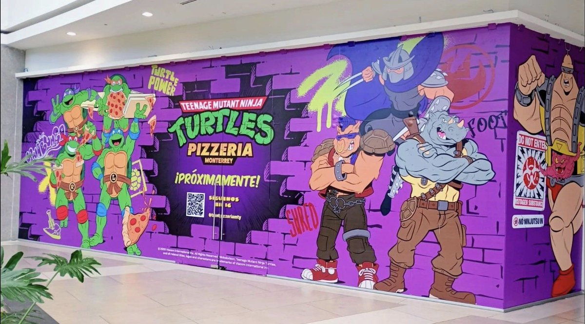 oscar_report's tweet photo. Las Tortugas Ninja tendrán su 1er restaurante temático en MÉXICO.🇲🇽 

📍TEENAGE MUTANT NINJA TURTLES PIZZERIA abrirá sus puertas próximamente en Plaza Auriga en Monterrey. 

Este será apenas el 2° restaurante a nivel mundial bajo este concepto. 🐢 🐢 🐢 🐢 https://t.co/0gMD8HWRKe