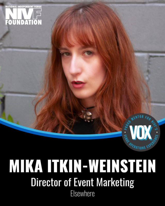 NIVFdotorg's tweet photo. Please meet Mika! Mika is the Director of Event Marketing at Elsewhere, and lives in New York City. She says she is very lucky to work across many different genres at Elsewhere. She has gotten to work with artists such as Chanel Beads, Slayyyter, and horsegiirL. https://t.co/7Unne9fj9o