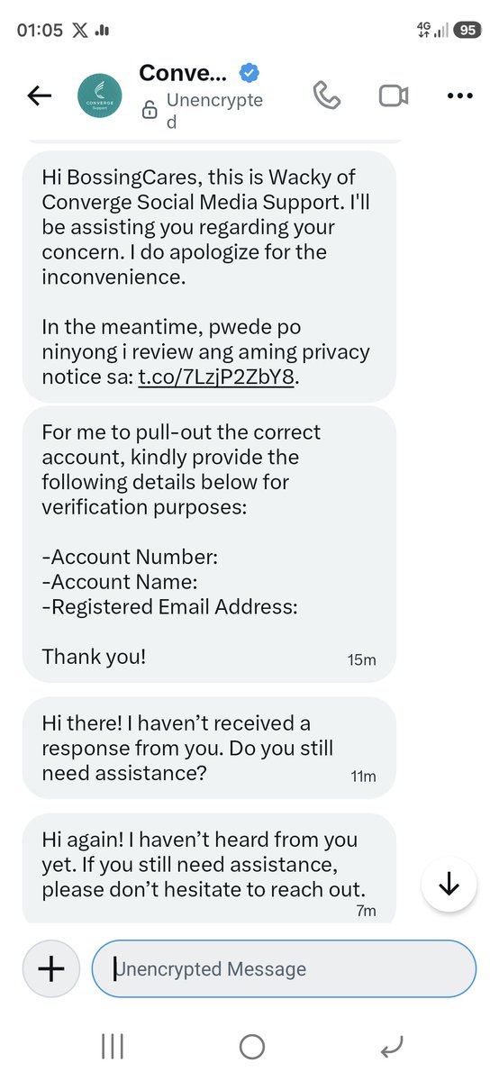 B0ssingCares's tweet photo. @ConvergeSupport  ayusin nyo customer service nyo.  Yung message ko kanina pang umaga tapos rereplyan nyo ako ng hating gabi! At mageexpect kayo na marereplyan agad kayo?????? https://t.co/52l86FH5Xt