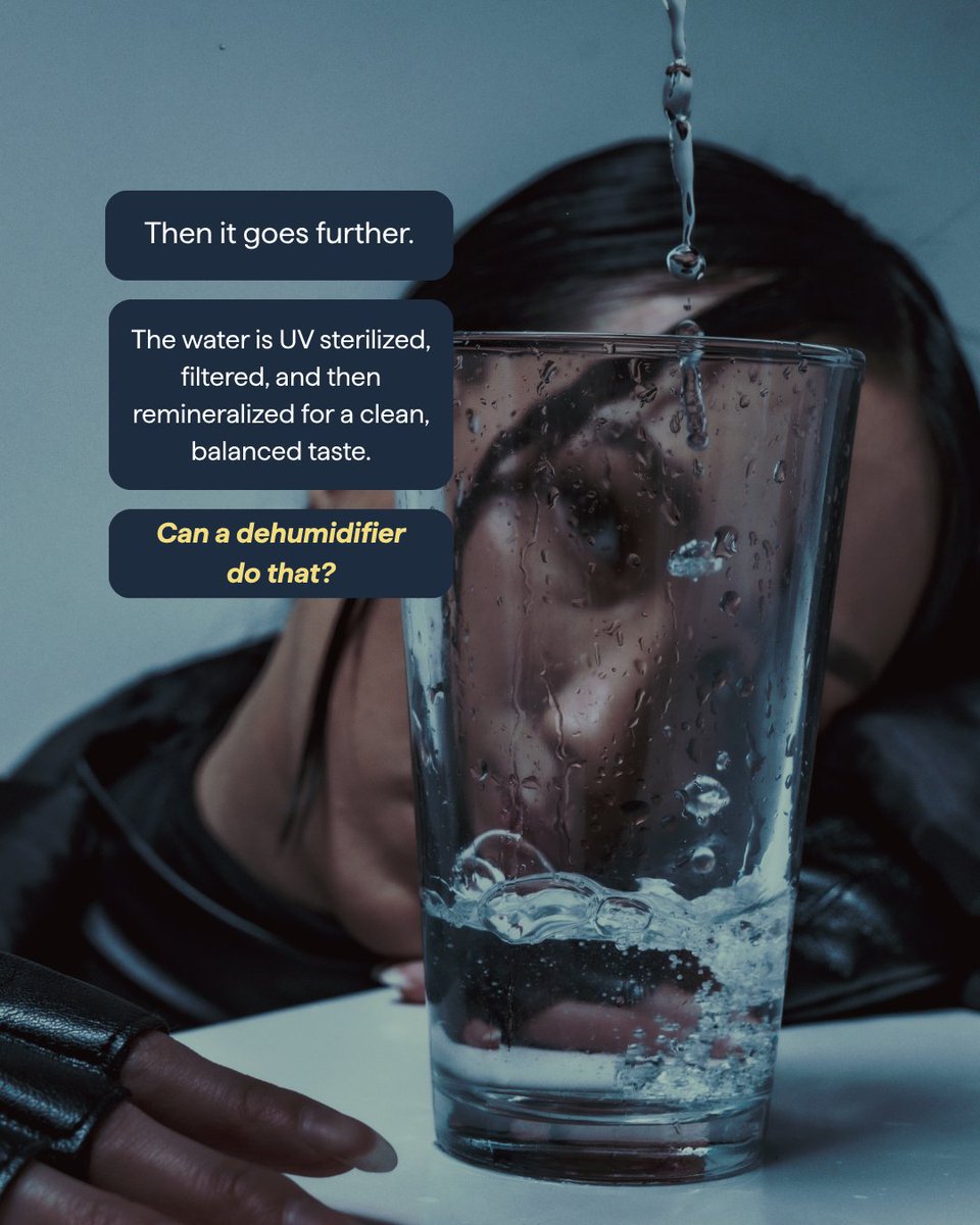 drinkspout's tweet photo. A dehumidifier is designed to remove moisture from a room. Spout is designed to turn atmospheric moisture into fresh drinking water.

Air is drawn in, unwanted particles are removed, and the moisture is condensed, filtered, remineralized, and finished with alkaline minerals. https://t.co/IKmlmaBuwV