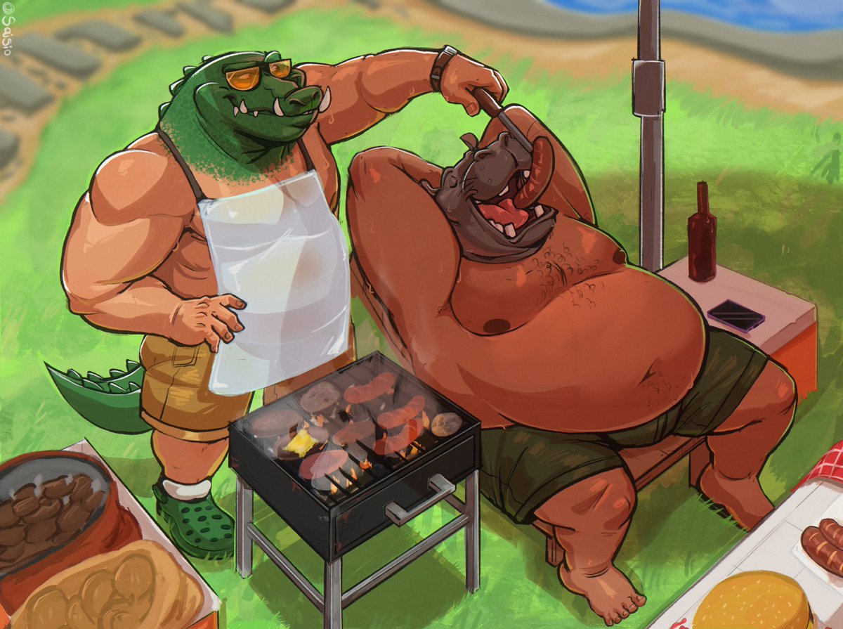 SaidTheSaisio's tweet photo. Sobek and Taweret having a good time while grilling 🐊🍖🦛 
I’ll love to be with them 🤤

Cmm for @lolthetroll1001  im very happy with your request https://t.co/0tIuR02TcD