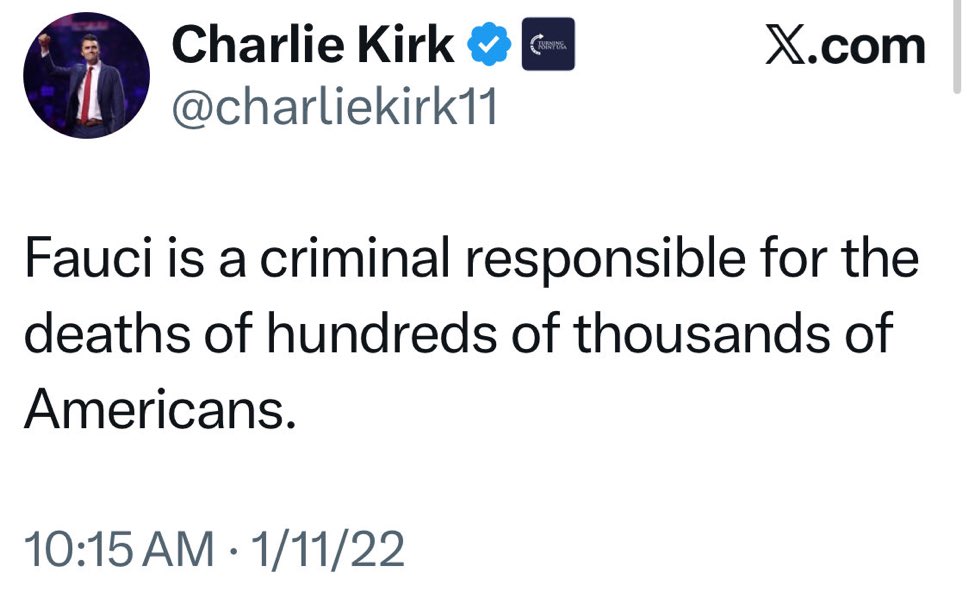ProudElephant's tweet photo. Charlie said it best. Lock Fauci up!!! https://t.co/lIuI72i7Ig