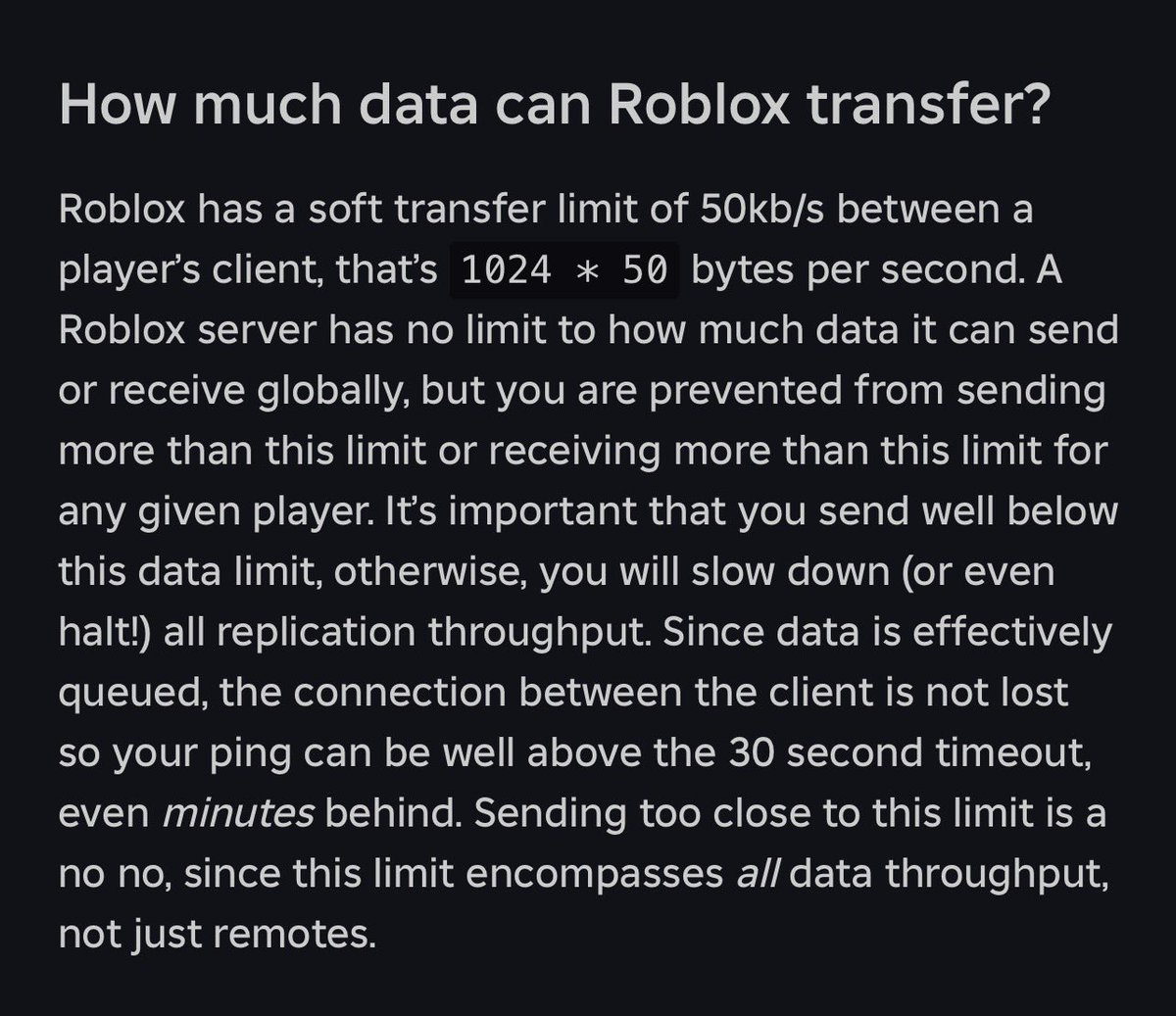 TheZastris's tweet photo. @bosss_1111 @quitequithihi Please look up the definition of a soft limit.

I am not even sure what point you are trying to make with “It’s about SENDING, not receiving,” what data the client is receiving is what the server is sending, does this really need explaining? https://t.co/qHNGQS7E9l