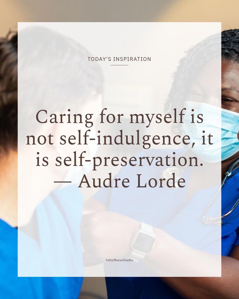 MeaghanMeegan's tweet photo. Caring for myself is not self-indulgence, it is self-preservation." — Audre Lorde. Gentle reminder to helpers: set boundaries and recharge. Treat yourself with practical comfort between shifts—you matter. #SelfCare #NurseLife Tap the link in bio. https://t.co/Kt4zQ7DCRV