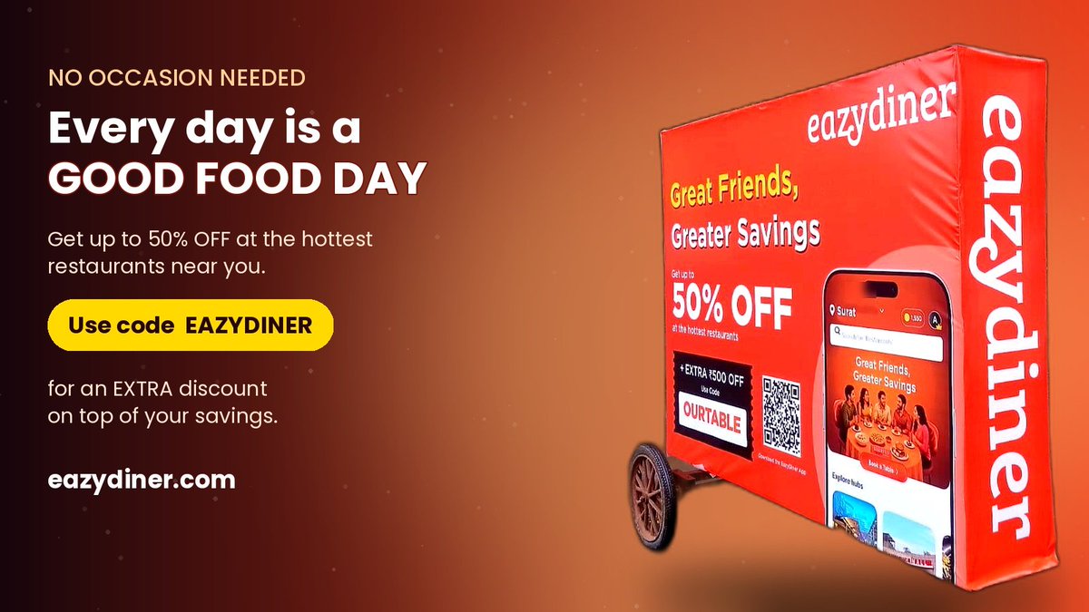 suvankarmaity's tweet photo. Every day deserves a good meal β no occasion needed π½οΈ
Get up to 50% OFF + use code EAZYDINER for extra savings at your favorite restaurants.
Book your table π @eazydiner
RT if you're eating out this week π
#eazydiner #eatout https://t.co/SHkXcakgJb