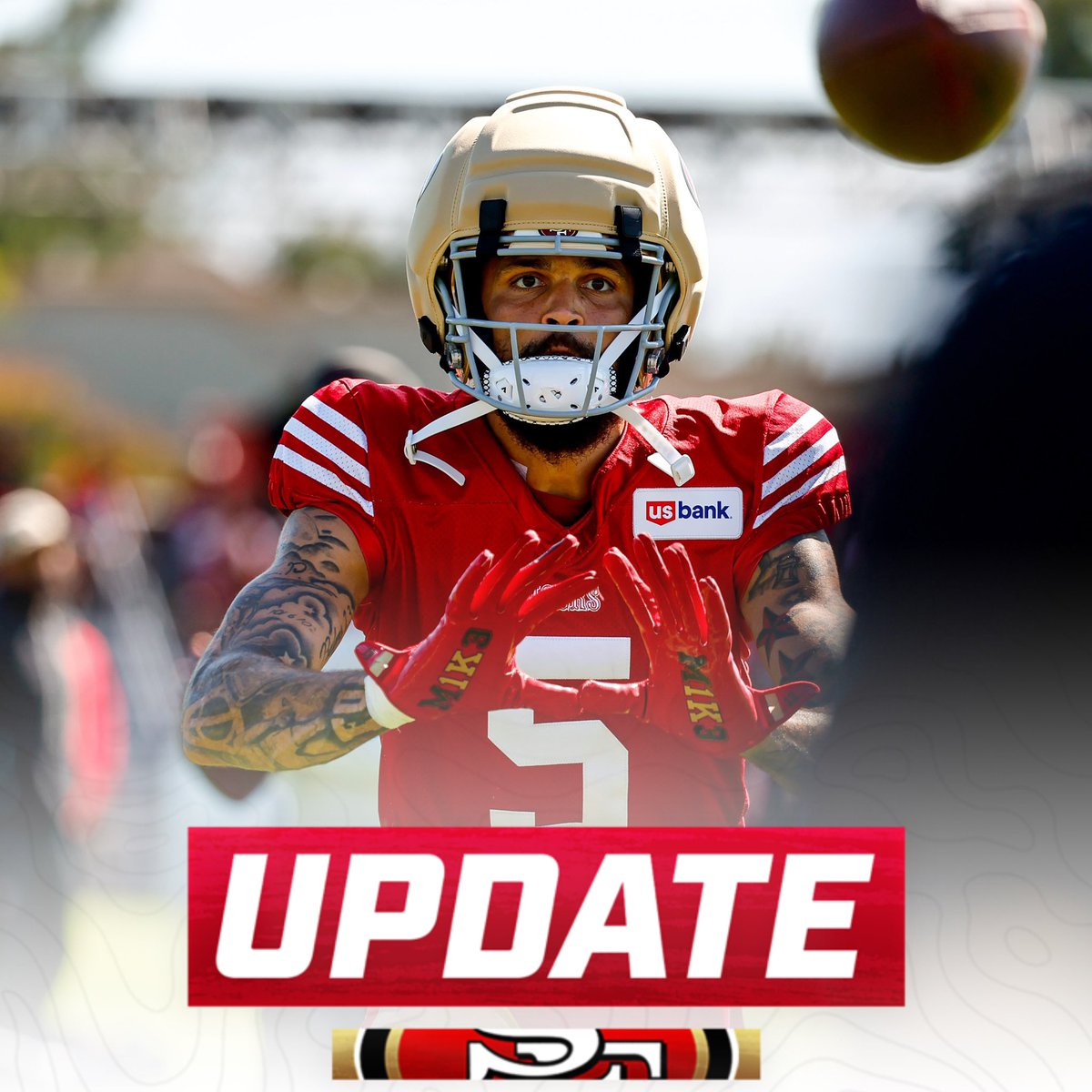 OurSf49ers's tweet photo. #49ers Mike Evans has a quad strain and is NOT practicing today, per @nwagoner https://t.co/AMamxkMDAU