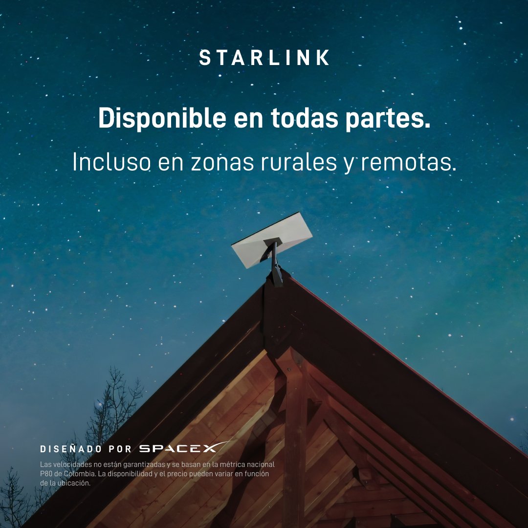 Starlink's tweet photo. Obtenga internet residencial rápido y confiable para disfrutar de streaming sin interrupciones, trabajar desde casa, jugar en línea y mucho más en múltiples dispositivos.

Servicio Residencial desde $ 160.000/mes. 

Haga su pedido en línea en pocos minutos.