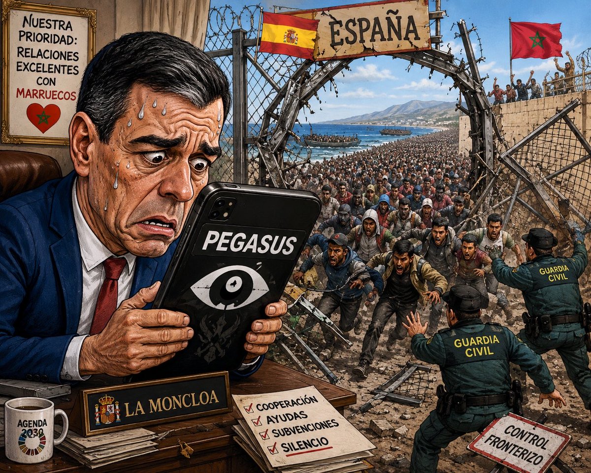 PabloCamPiq's tweet photo. ⭕️ Reflexión antes de dormir 93. (3-8-2026) #ReflexionAntesDeDormir.

INCAPACES O REHENES.

¿De verdad es tan difícil gestionar eficazmente una frontera? Hay asuntos que nos han hecho creer que son males inevitables, como si fueran maldiciones bíblicas imposibles de afrontar por quienes tienen el poder para hacerlo. Uno de ellos es, sin duda, la gestión de la frontera sur que tiene encomendada el Gobierno de España.

Como si no bastaran los enormes daños derivados de una gestión manifiestamente deficiente, después llegan las pueriles teorías de la conspiración que sonrojarían a un niño de ocho años. ¿De verdad, señor ministro Albares, cree que alguien puede aceptar que el movimiento de unas 100.000 personas hacia la frontera y el asalto protagonizado por unas 60.000 fue algo “orquestado por las mafias”? Convertir esa explicación en relato oficial, repetido por el aparato propagandístico habitual, resulta tan ridículo como absurdo. ¿Qué organización dedicada al tráfico de personas planificaría una operación que todos sabían que terminaría con los asaltantes siendo devueltos, muchos de ellos incluso voluntariamente?

Más allá de la desastrosa gestión fronteriza, existen razones de mayor calado. Las relaciones entre España y Marruecos llevan tiempo rodeadas de una opacidad difícil de comprender y parecen esconder motivaciones que trascienden lo estrictamente político. Quizás si conociéramos esas palancas ocultas, entenderíamos mejor la dinámica y los papeles que cada uno desempeña.

Tradicionalmente, España ha ocupado una posición de superioridad económica y geoestratégica respecto a Marruecos. Nuestro país ha destinado ingentes cantidades de ayuda mientras el flujo migratorio ha discurrido, de forma lógica, desde el sur hacia el norte. Sin embargo, ante los sucesivos asaltos masivos a nuestras fronteras, el Gobierno ha reaccionado siempre tarde y mal. ¿Incapacidad o coacción?

Si España cerrara sus fronteras con firmeza, aplicara gravámenes a los productos marroquíes y suspendiera la cooperación económica que envían tanto el Estado como las comunidades autónomas, ¿alguien cree que Marruecos seguiría permitiendo estas oleadas humanas? Me resulta difícil creerlo.

Eso deja entrever que existe una razón de enorme peso para explicar una respuesta a estos ataques tan torpe, tardía e ineficaz. No soy el primero que se pregunta qué contenían los dispositivos presuntamente infectados con Pegasus. Quizá ahí resida una de las claves. Porque, por muy incompetentes que puedan ser nuestros gobernantes, y motivos para pensarlo hay, este tipo de crisis son mucho más sencillas de afrontar, tanto desde el punto de vista jurídico como operativo.

¿Qué había en el móvil de Sánchez?

Pablo Cambronero. Mañana más…