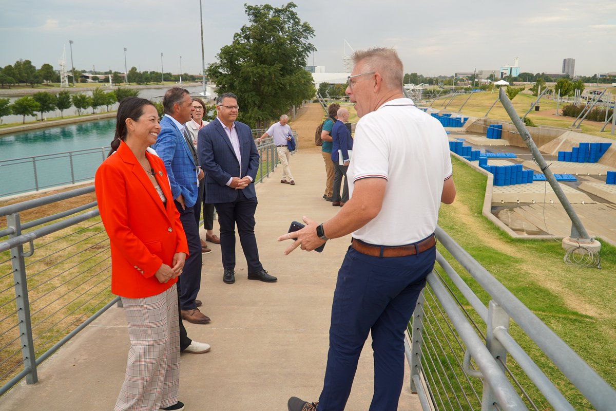 DOEelectricity's tweet photo. U.S. 2028 Olympics powered by AMERICAN ENERGY. 🇺🇸⚡️

The Energy Department’s @DOEElectricity team toured @RiversportOKC, the venue that will host the Olympic Canoe Slalom at LA28 and get Team USA across the finish line. https://t.co/3THP6f053x