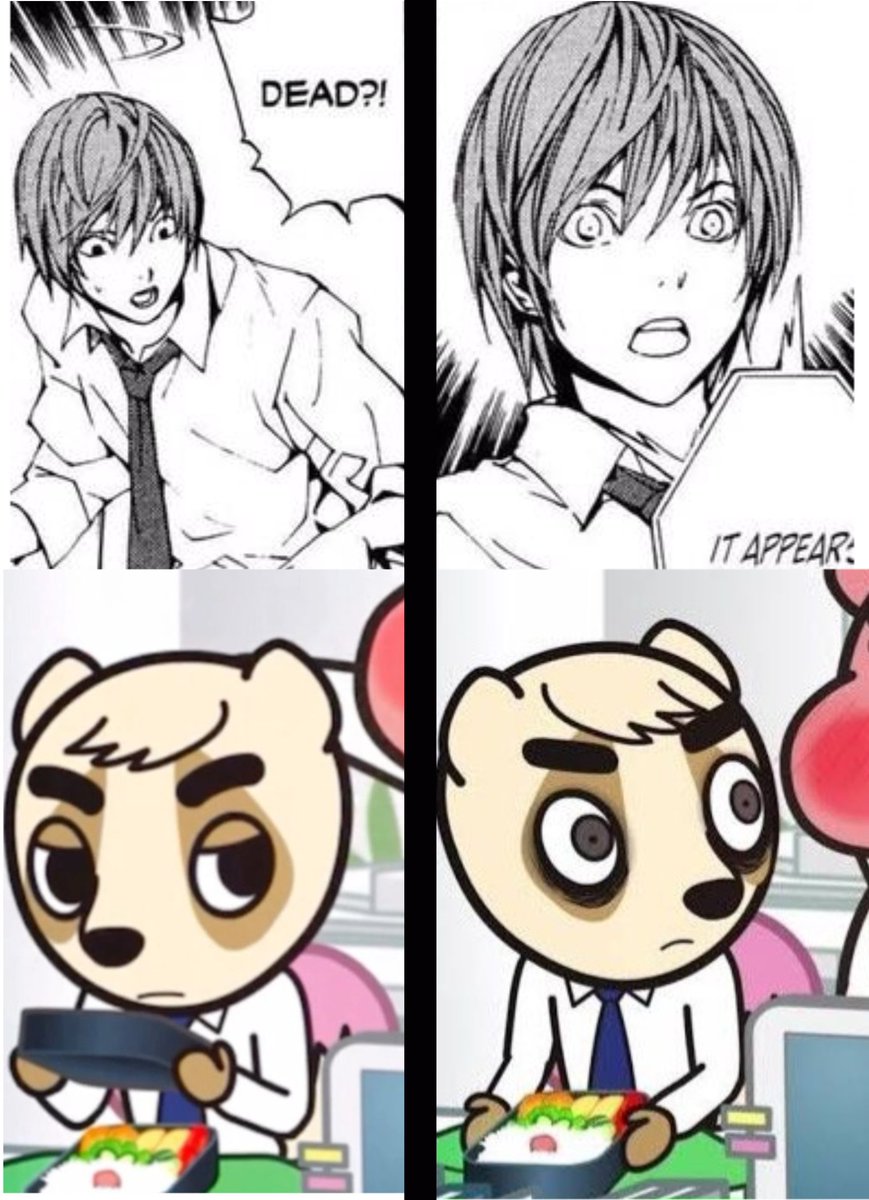 frankiecolada's tweet photo. hm #deathnote #aggretsuko https://t.co/Zhqi9v1o45