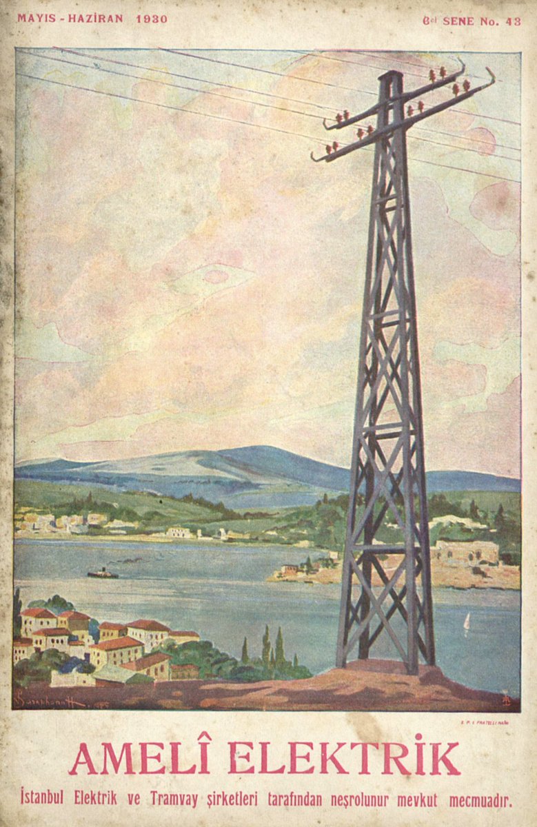 BeilinsonOrel's tweet photo. Before we had AI slop, there was the genre of the unnecessarily beautiful magazine cover. These covers all come from the French-language Periodical of the Electricity Company of the Istanbul Tramway Company, 1930! They even had a lovely "page de madame..." https://t.co/DVmeqKi3z4