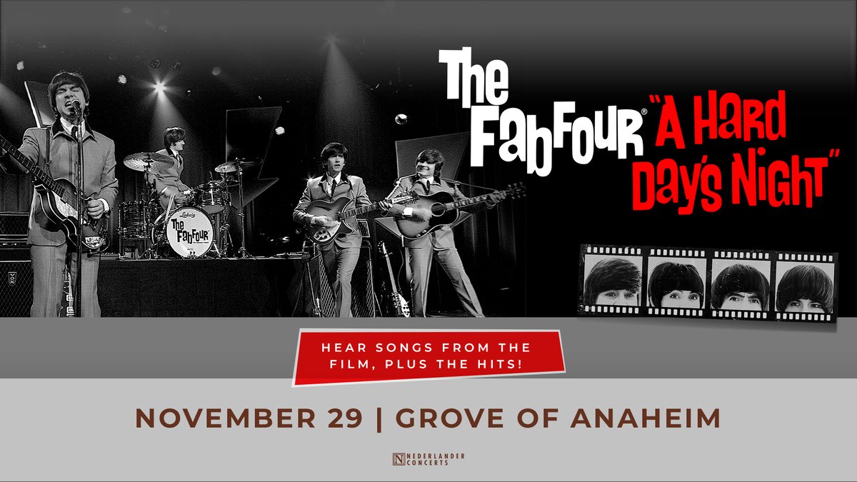 digalertgrove's tweet photo. JUST ANNOUNCED: The Fab Four returns to Grove of Anaheim with "A Hard Day's Night" on November 29! 🎸

Tickets on sale Friday, August 7 at 10am.
🎟️: https://t.co/f3wSSqbRnU https://t.co/7EaarZ5lZf