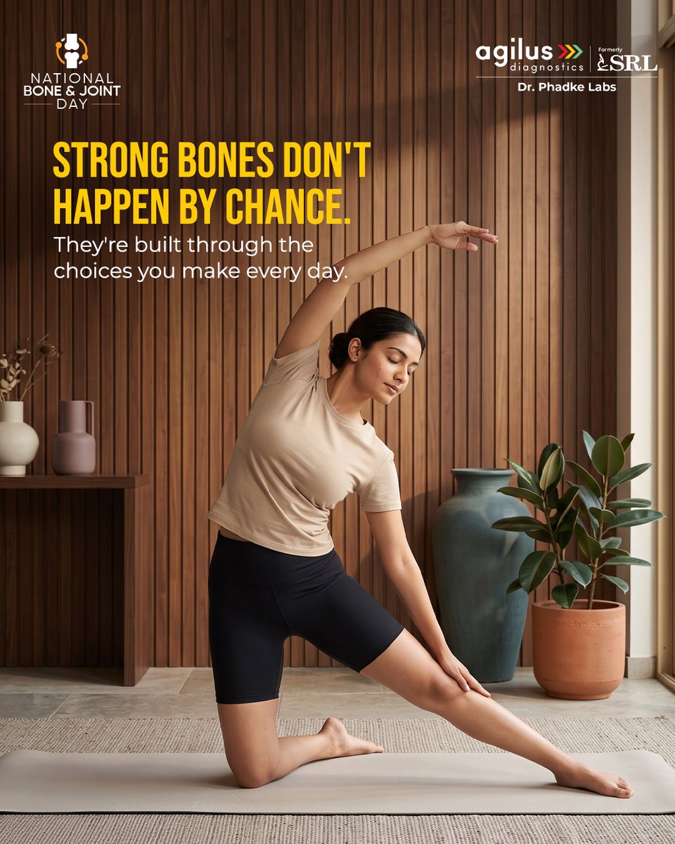 AgilusDrPhadke's tweet photo. This National Bone and Joint Day, make prevention a priority. If your lifestyle is largely sedentary, get Bone Health Screen to detect potential concerns early. Call 91115-91115 to know more.

#AgilusDiagnostics #SRLDiagnostics #NationalBoneAndJointDay https://t.co/1e3YLrEL9c
